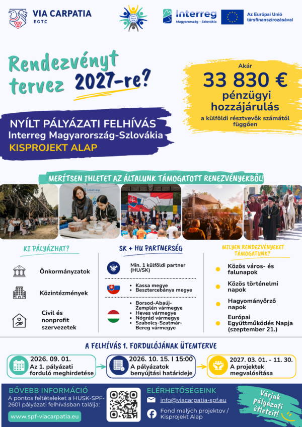 Új Kisprojekt Alap pályázati felhívás jelent meg a Magyarország-Szlovákia Interreg program keretében