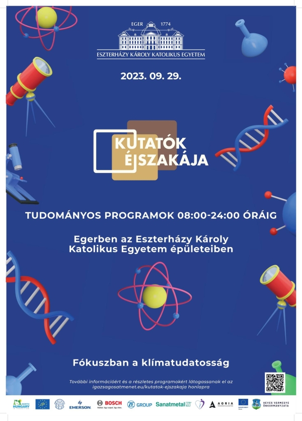 Egész napos Kutatók Éjszakája Egerben - 2023. szeptember 29-én, pénteken